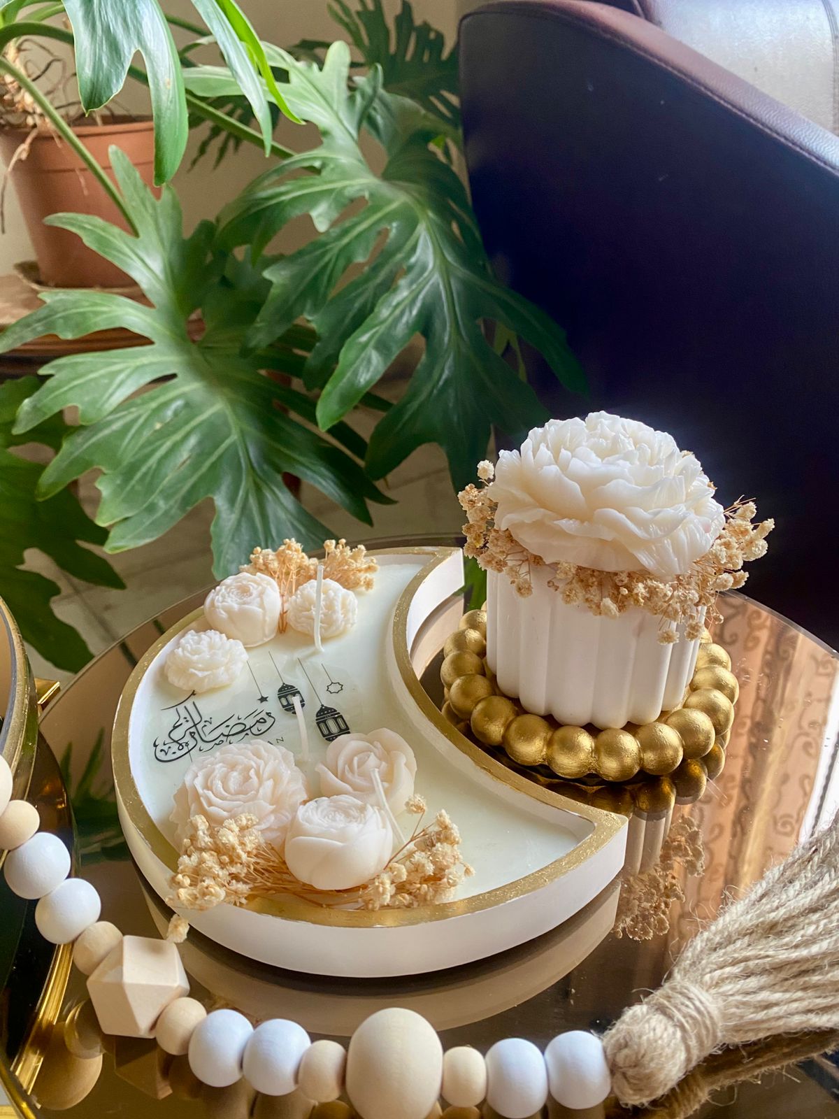 ستاند صحن رمضان مع الشمع الفواح